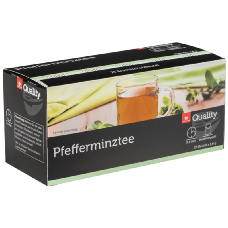 Quality Tee Pfefferminze Tassenportionen im Aromaschutzbeutel 25er erfrischender Pfefferminztee für vollen Geschmack